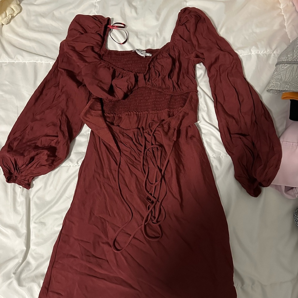 Princess Polly Nakita Long Sleeve Mini Burgundy